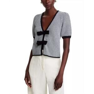 NEW 525 AMERICA elaine puffed sleeve bow front cardigan in sea salt